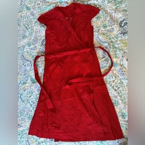 Hand madeElegant Red Wrap Dress